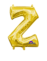 Gold Letter "Z" Mylar 16 Inch Balloon